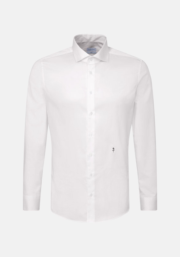 Easy-iron Satin Business overhemd in Slim with Kentkraag in Wit |  Seidensticker Onlineshop
