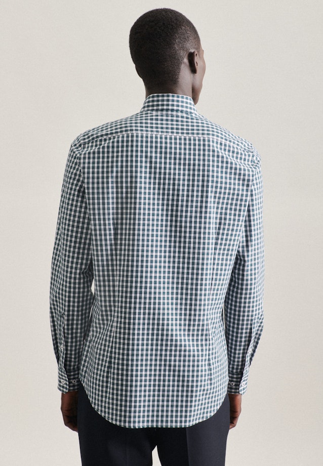 Non-iron Popeline Business overhemd in Slim with Button-Down-Kraag in Groen | Seidensticker Onlineshop