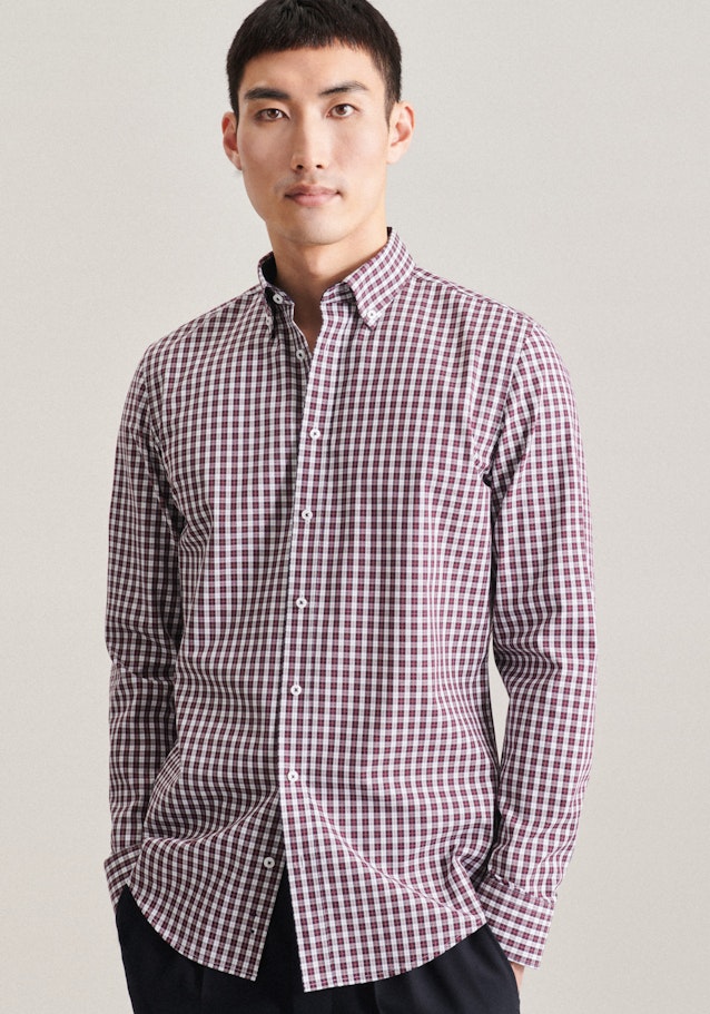Non-iron Poplin Business Shirt in Slim with Button-Down-Collar in Red | Seidensticker Onlineshop