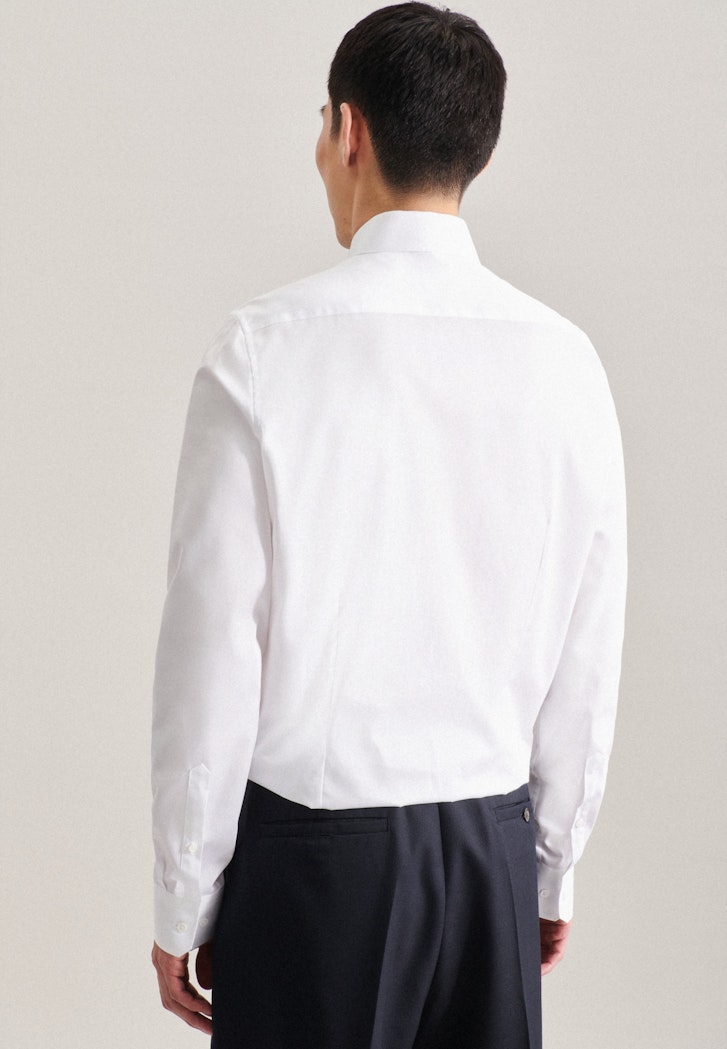 Herren Bügelleichtes Satin Business Hemd in Slim mit Kentkragen und extra  langem Arm weiß | Seidensticker