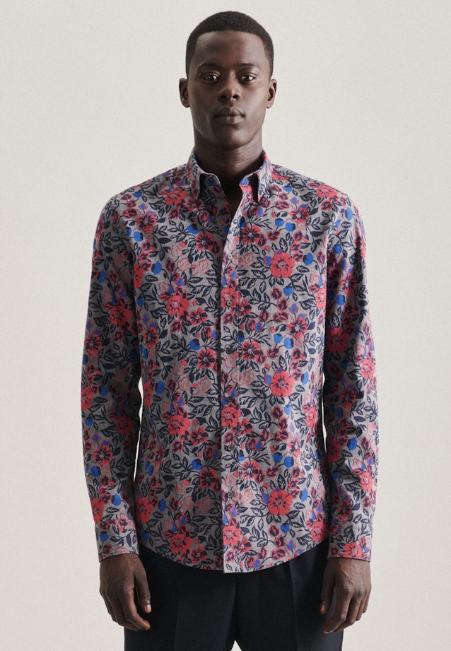 Slim Business Hemd Druck in Grau |  Seidensticker Onlineshop