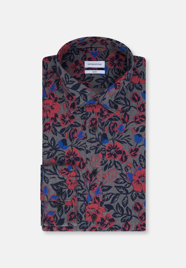 Slim Business Hemd Druck in Grau |  Seidensticker Onlineshop