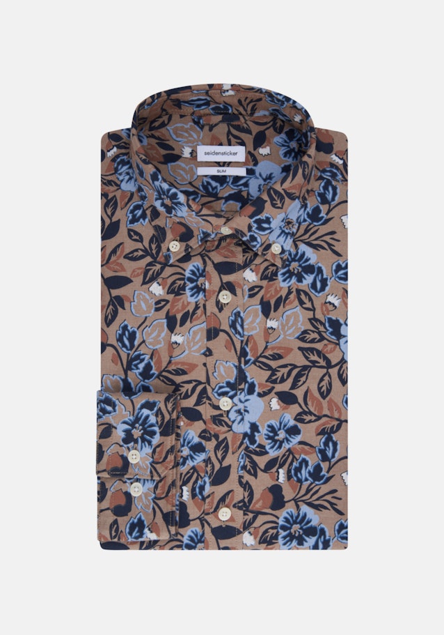Business Shirt in Slim with Button-Down-Collar in Brown |  Seidensticker Onlineshop