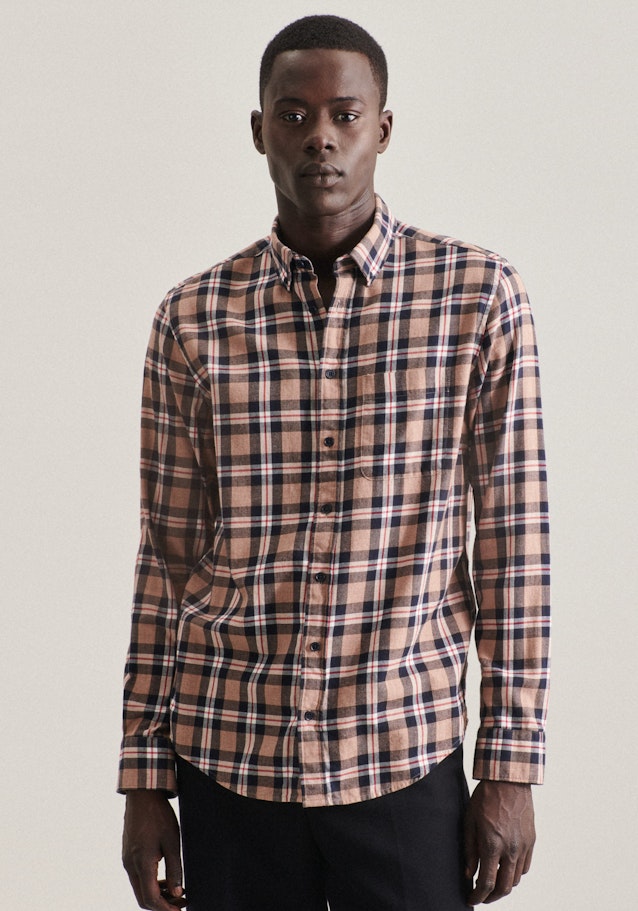 Casual Shirt in Regular with Button-Down-Collar in Brown | Seidensticker Onlineshop