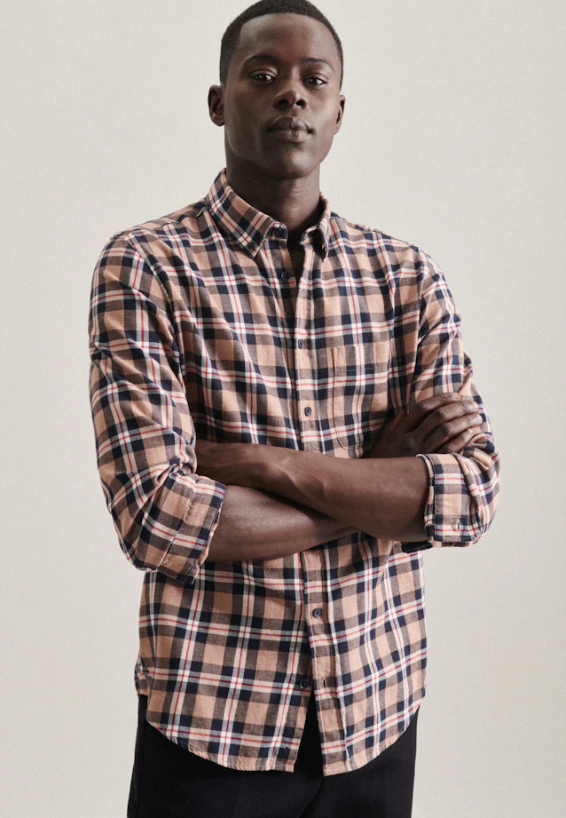 Regular Casual Hemd Karo in Braun |  Seidensticker Onlineshop