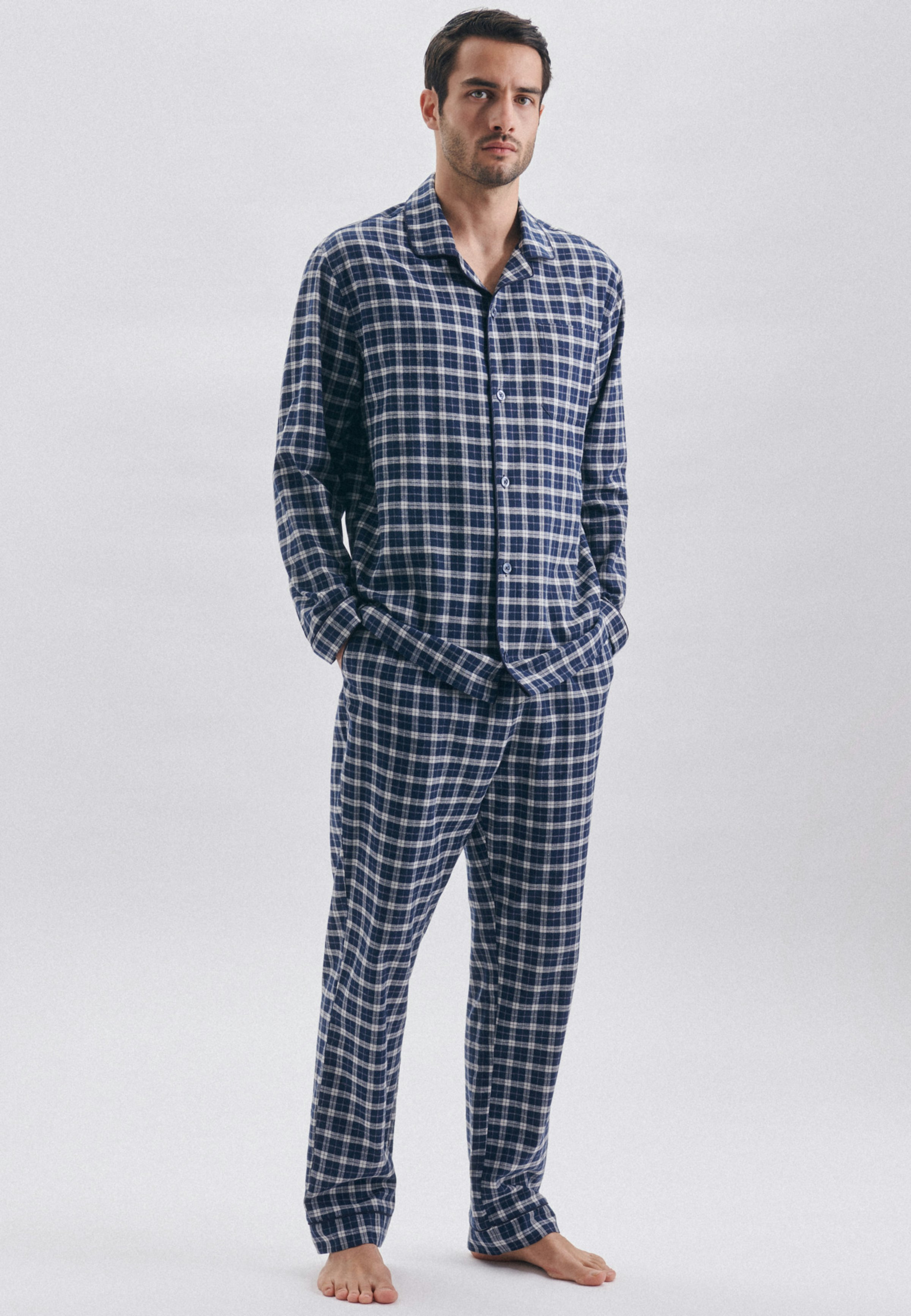 Men Regular Pyjamas Print dark blue Seidensticker