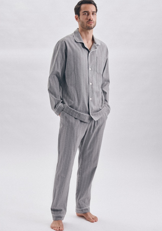 Pyjama Regular Manche Longue À Revers in Gris | Seidensticker Onlineshop