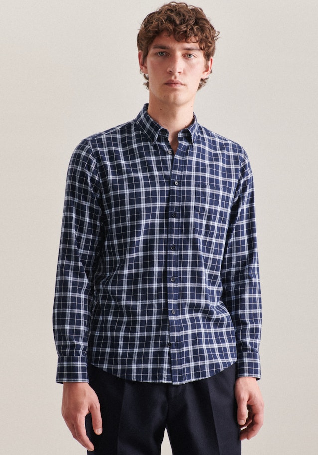 Regular Casual Hemd Karo in Dunkelblau | Seidensticker Onlineshop