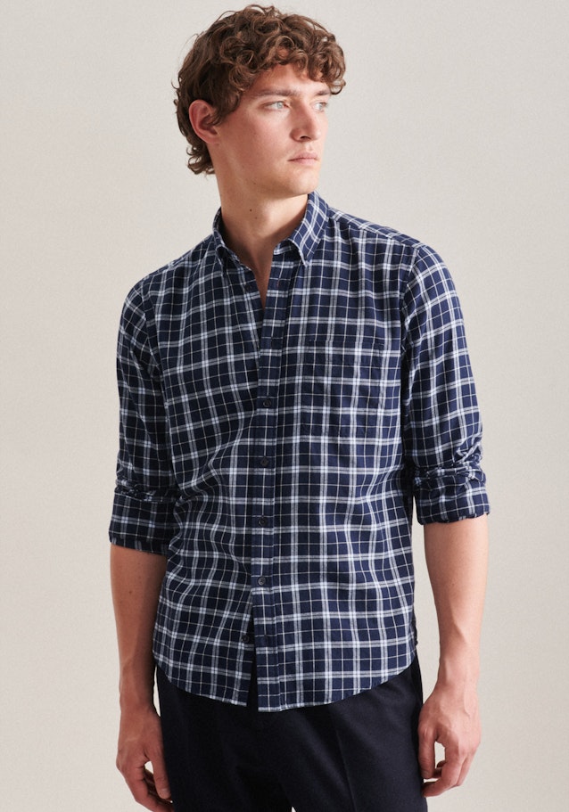 Regular Casual Hemd Karo in Dunkelblau | Seidensticker Onlineshop
