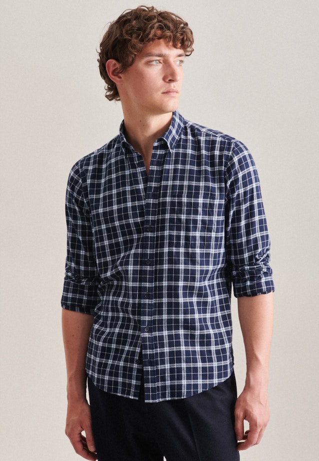 Regular Casual Hemd Karo in Dunkelblau |  Seidensticker Onlineshop