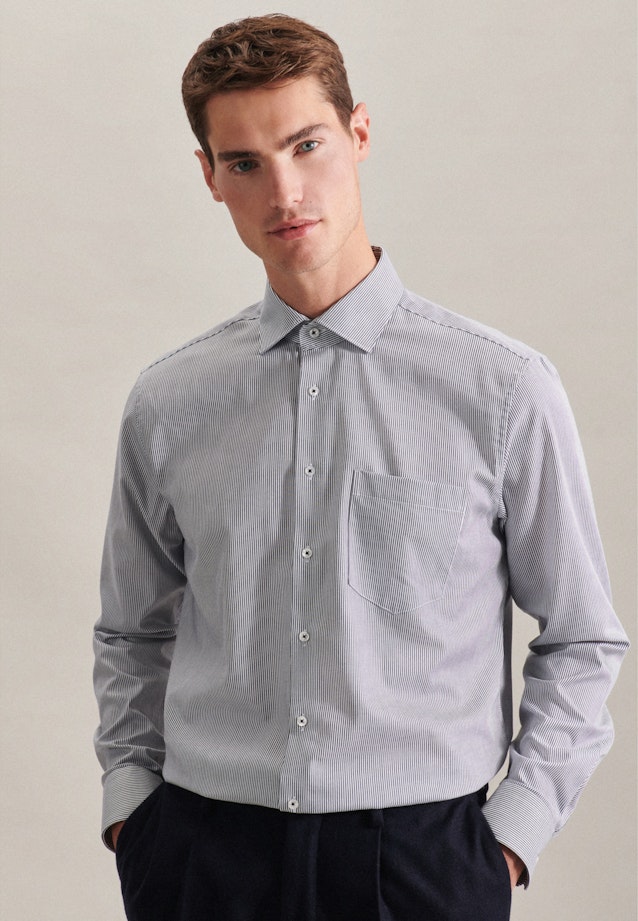 Regular Business Hemd Streifen in Dunkelblau |  Seidensticker Onlineshop