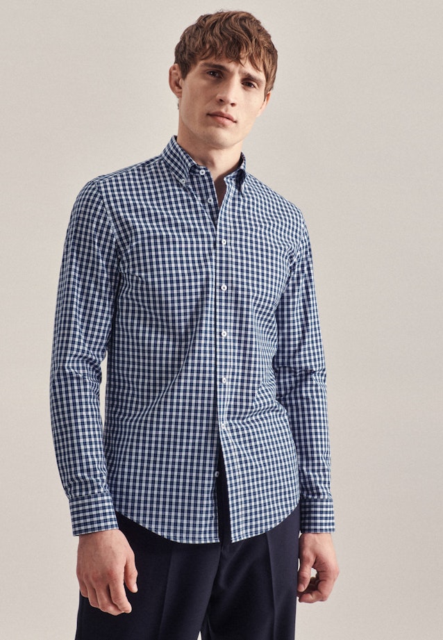 Shaped Chemise d'affaires carreaux in Bleu Foncé |  Seidensticker Onlineshop
