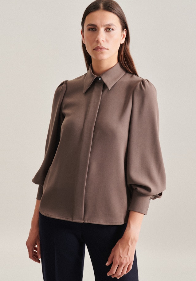 Long sleeve Crepe Shirt Blouse in Brown | Seidensticker Onlineshop