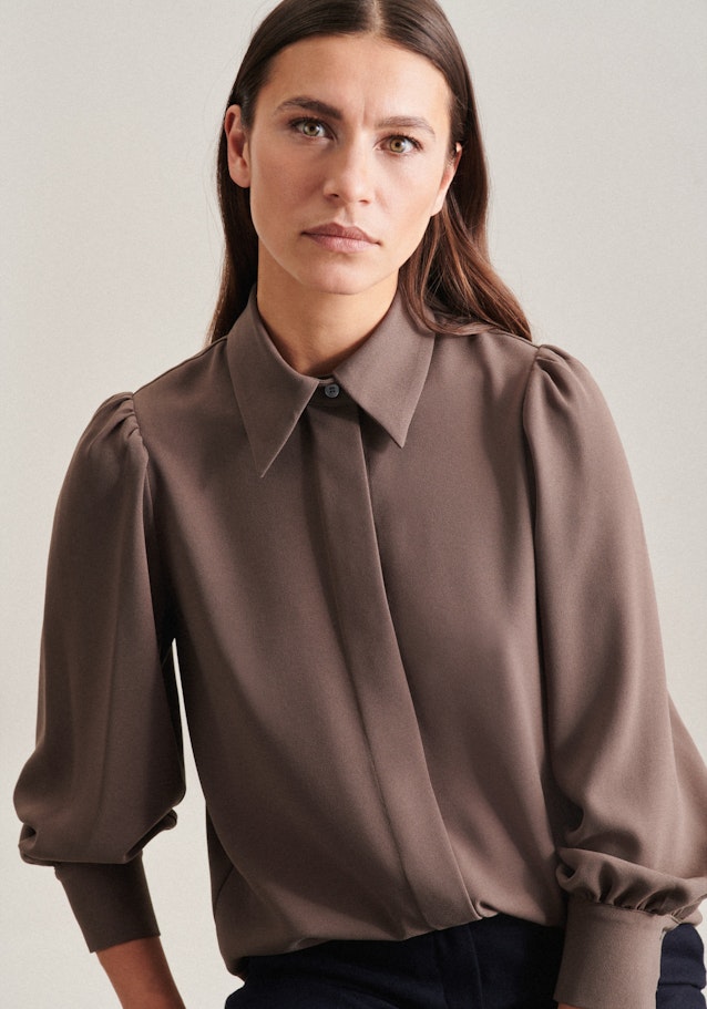 Long sleeve Crepe Shirt Blouse in Brown |  Seidensticker Onlineshop