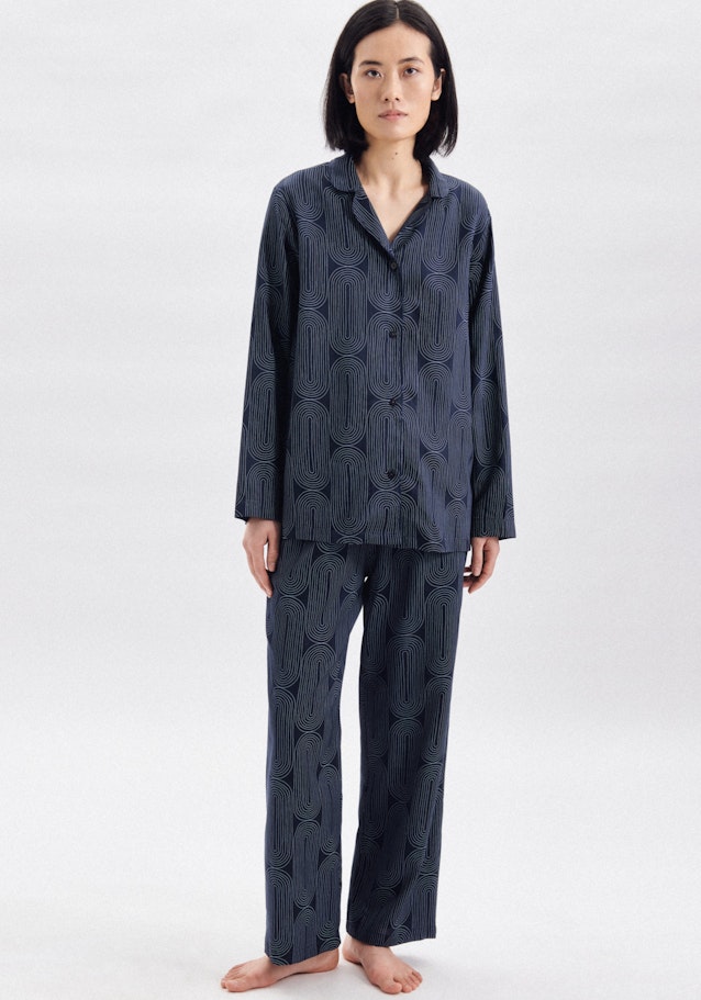 Pyjama Regular Manche Longue À Revers in Bleu Foncé |  Seidensticker Onlineshop