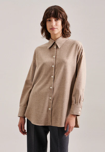 Oversized Longbluse uni Melange in Braun |  Seidensticker Onlineshop