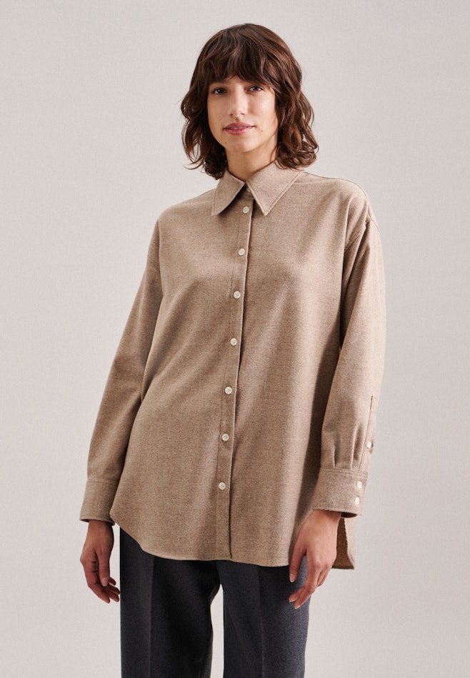 Long sleeve Flannel Long Blouse in Brown | Seidensticker online shop