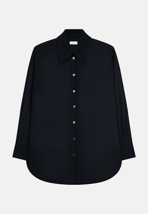Long sleeve Flannel Long Blouse in Dark Blue |  Seidensticker Onlineshop