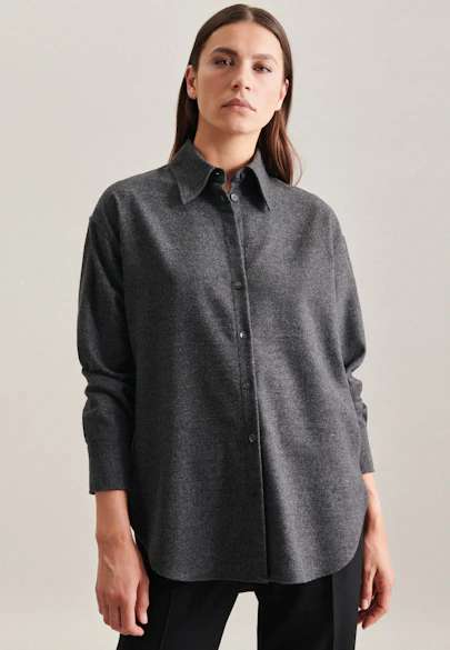 Long Blouse uni Melange in Grey |  Seidensticker Onlineshop