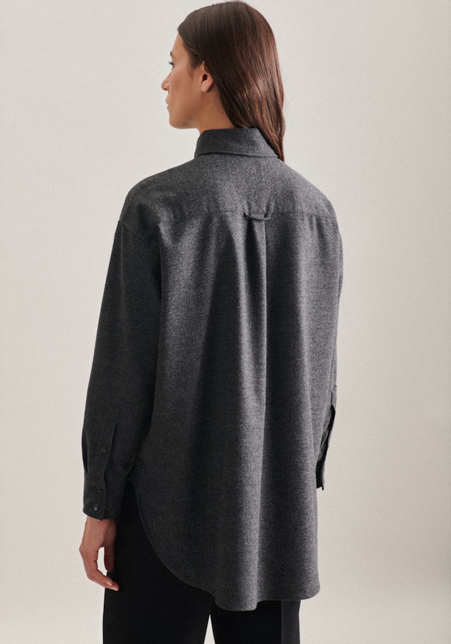Long sleeve Flannel Long Blouse in Grey |  Seidensticker Onlineshop