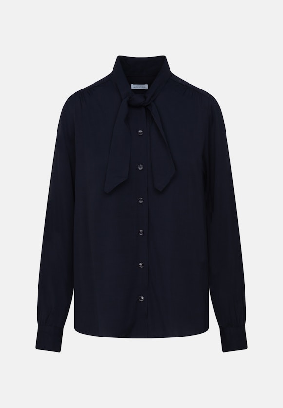 Lange mouwen Krepp Blouse Met Volant in Donkerblauw |  Seidensticker Onlineshop