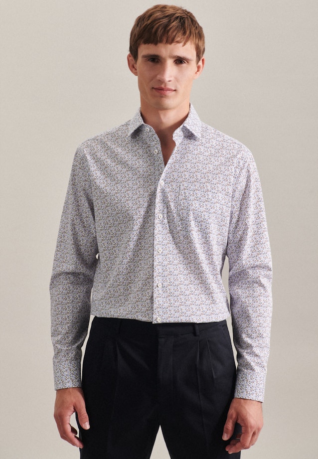 Regular Business Hemd Print in Brown |  Seidensticker Onlineshop