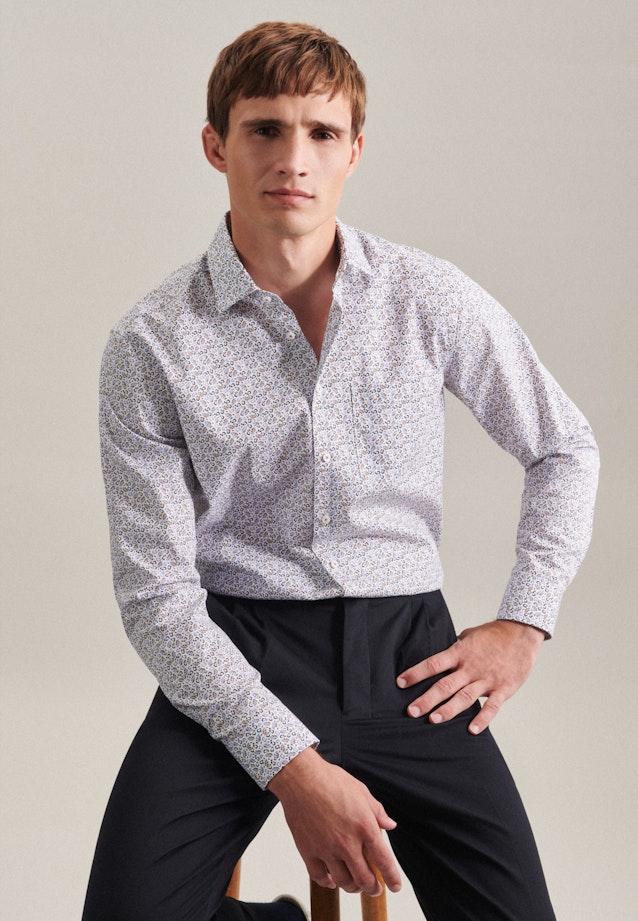 Regular Chemise d'affaires Imprimé in Marron |  Seidensticker Onlineshop