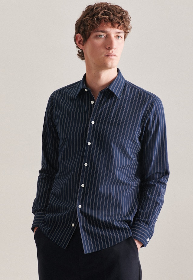 Regular Chemise décontractée rayures in Bleu Foncé |  Seidensticker Onlineshop