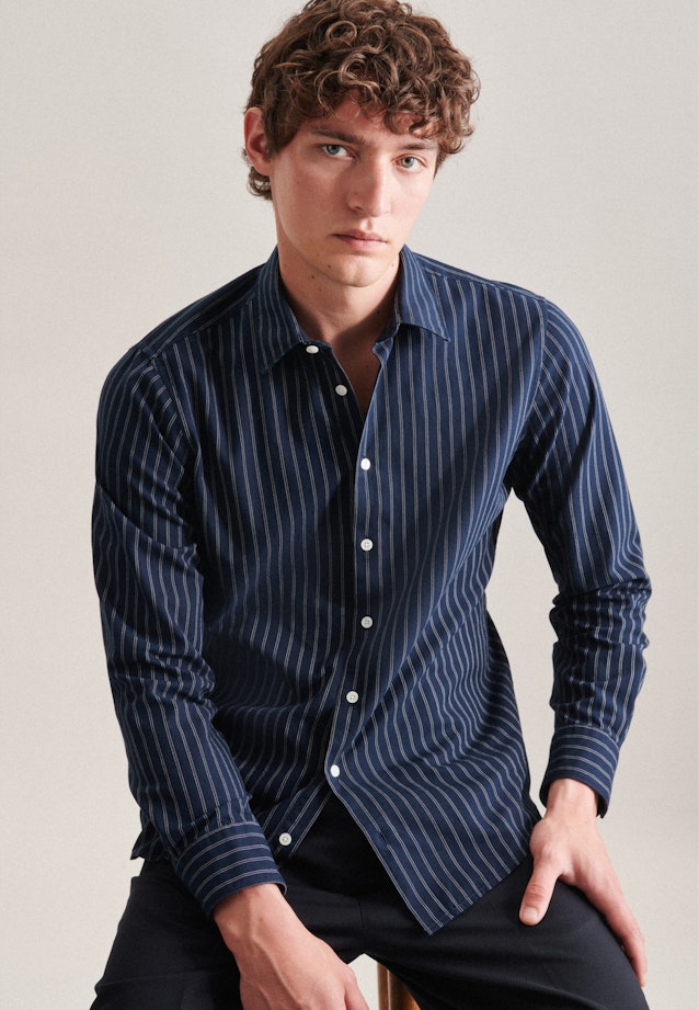 Regular Chemise décontractée rayures in Bleu Foncé |  Seidensticker Onlineshop