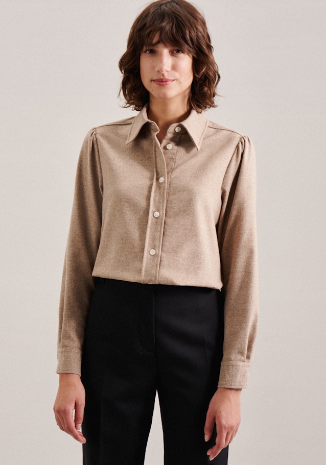 lange Arm Flanell Shirtblouse in Bruin |  Seidensticker Onlineshop