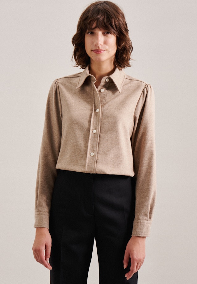 Long sleeve Flannel Shirt Blouse in Brown |  Seidensticker Onlineshop