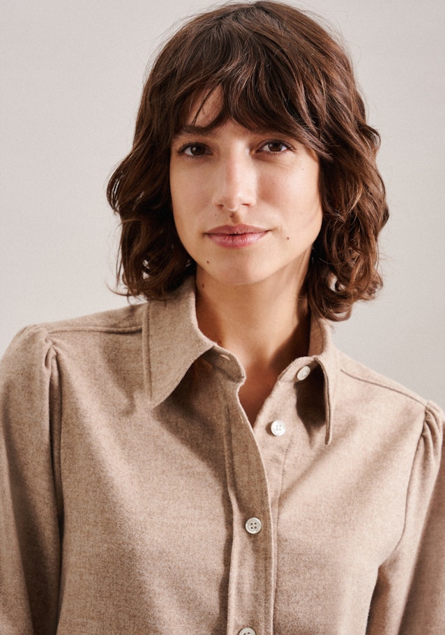 Long sleeve Flannel Shirt Blouse in Brown |  Seidensticker Onlineshop