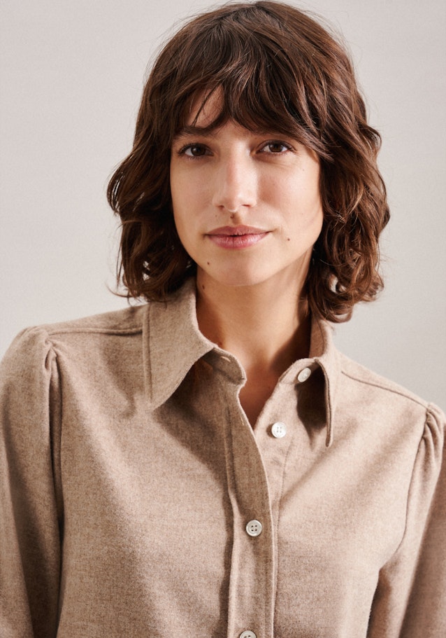 lange Arm Flanell Shirtblouse in Bruin |  Seidensticker Onlineshop