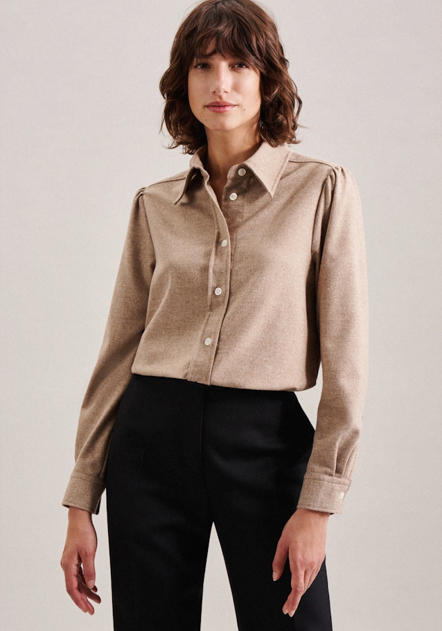 lange Arm Flanell Shirtblouse in Bruin |  Seidensticker Onlineshop