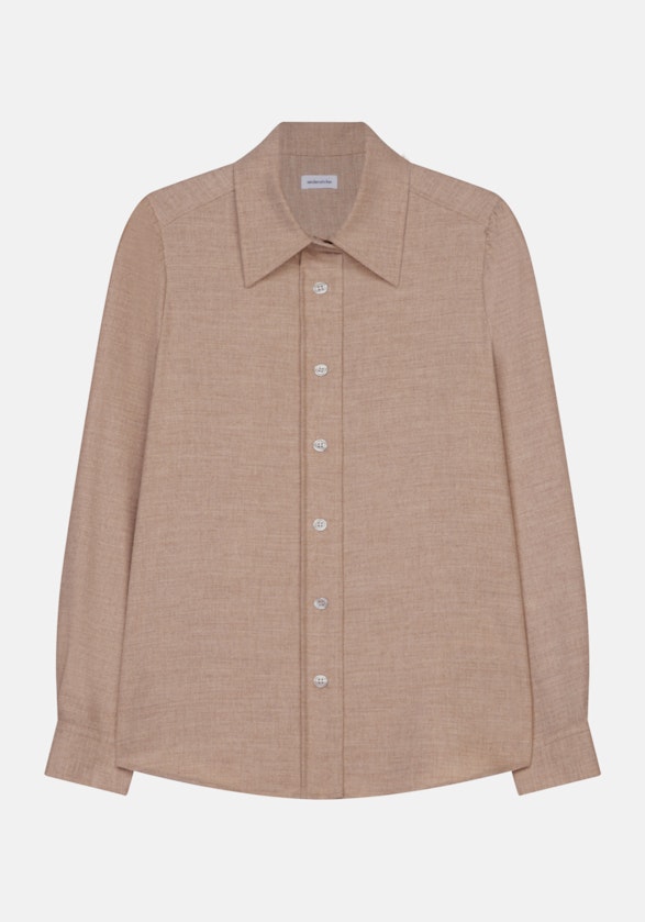 Long sleeve Flannel Shirt Blouse in Brown |  Seidensticker Onlineshop
