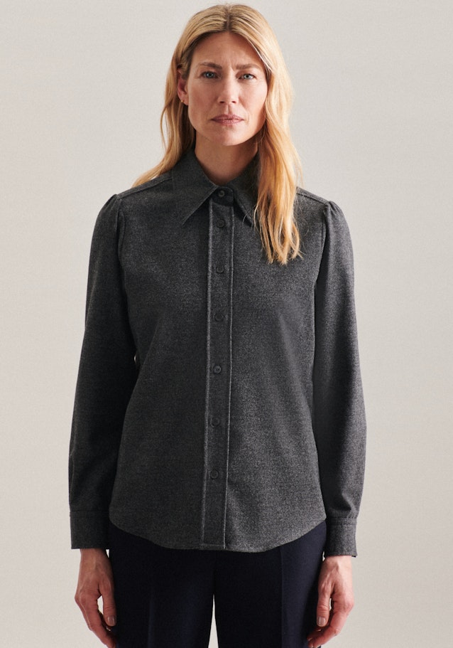 Long sleeve Flannel Shirt Blouse in Grey |  Seidensticker Onlineshop