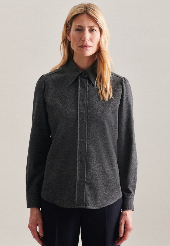 Long sleeve Flannel Shirt Blouse in Grey | Seidensticker Onlineshop