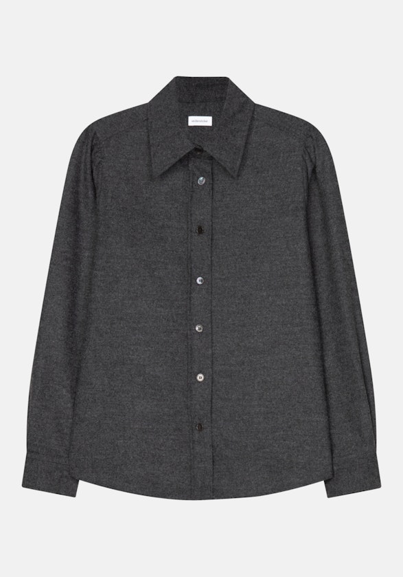 Long sleeve Flannel Shirt Blouse in Grey |  Seidensticker Onlineshop