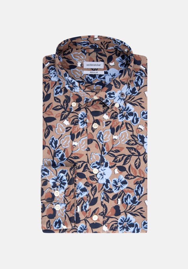 Business Shirt in Regular with Button-Down-Collar in Brown |  Seidensticker Onlineshop
