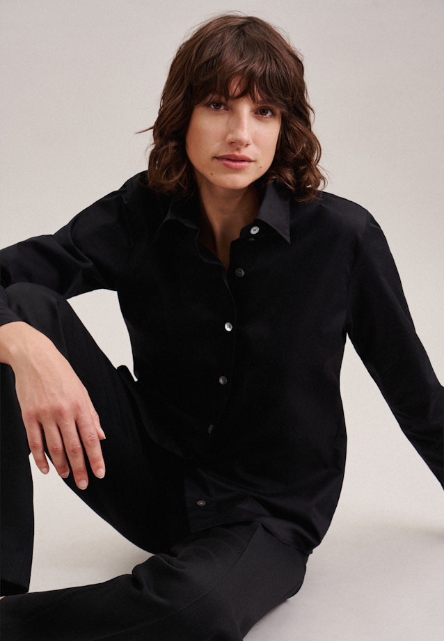 Long sleeve Twill Shirt Blouse in Black |  Seidensticker Onlineshop