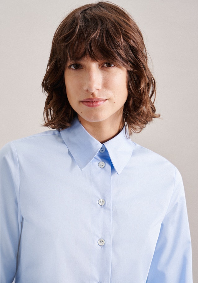 Lange mouwen Twill Shirtblouse in Lichtblauw |  Seidensticker Onlineshop