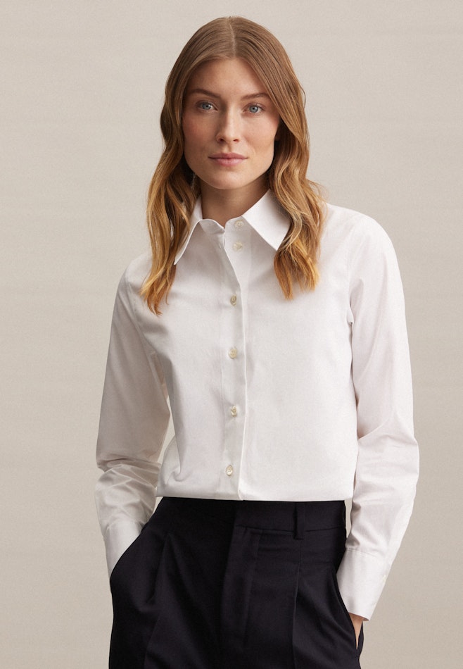 Long sleeve Twill Shirt Blouse in White | Seidensticker Onlineshop