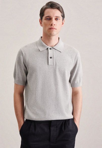 Gerader Schnitt (Normal-Fit) Polo Uni in Grey |  Seidensticker Onlineshop