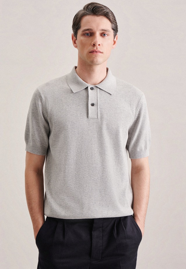 Gerader Schnitt (Normal-Fit) Polo Uni in Grau |  Seidensticker Onlineshop