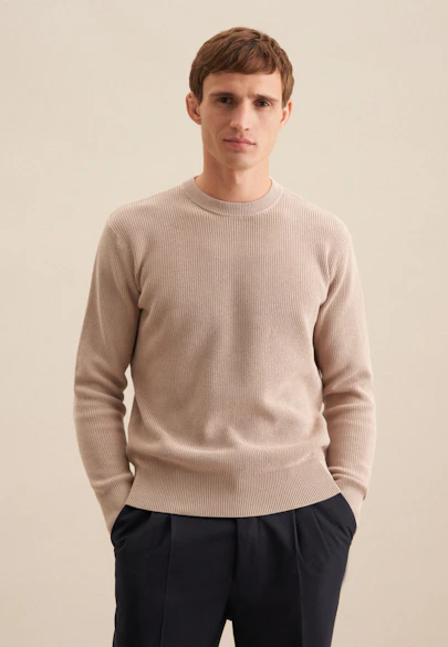 Round neck Pullover  , Uni in Beige |  Seidensticker Onlineshop