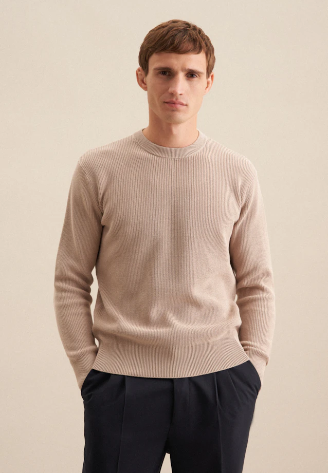 Round neck Pullover  , Uni in Beige |  Seidensticker Onlineshop