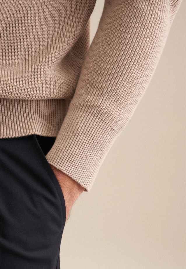 Round neck Pullover  , Uni in Beige |  Seidensticker Onlineshop