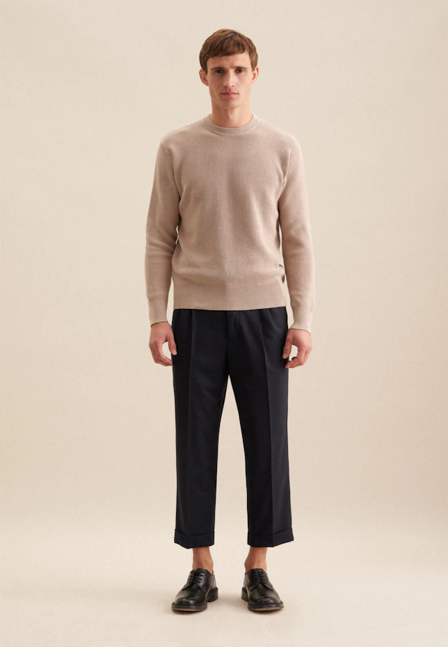 Round neck Pullover  , Uni in Beige |  Seidensticker Onlineshop