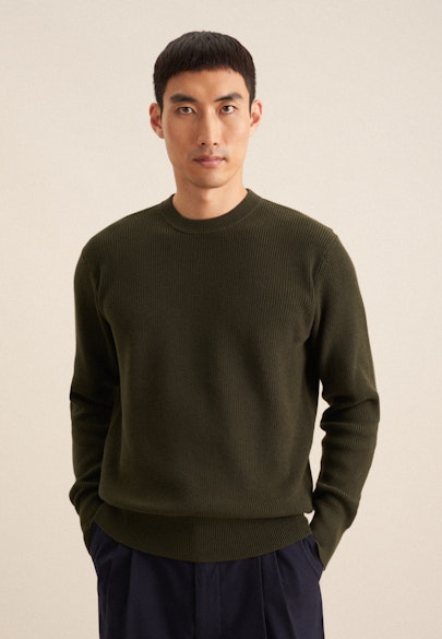 Round neck Pullover  , Uni in Green |  Seidensticker Onlineshop