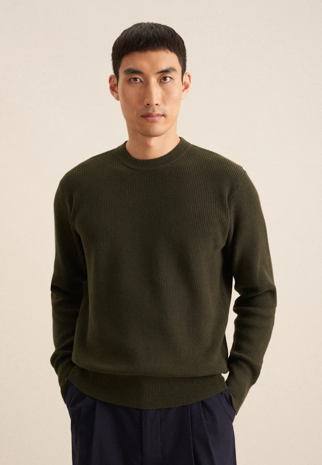Regular Pullover Uni in Grün |  Seidensticker Onlineshop